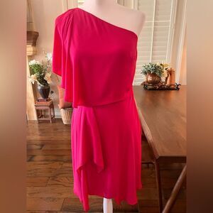 Halston Heritage Asymmetrical Cocktail One-Shoulder Draped Dress. Size 2 NWT